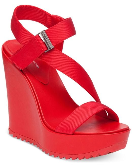 BCBGeneration Red Carille Wedge Sandals