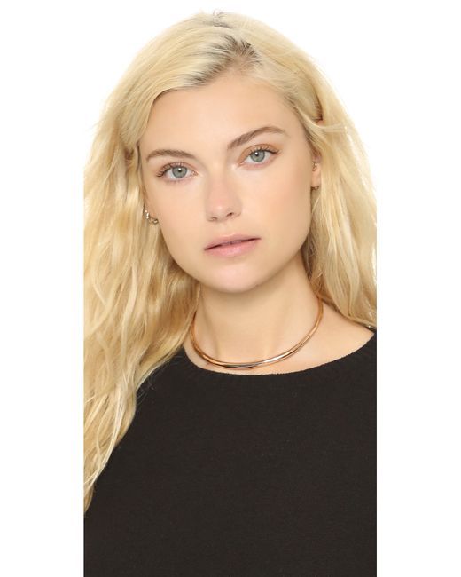 Alexis Bittar Liquid Gold Thin Collar Necklace Rose Gold in Pink