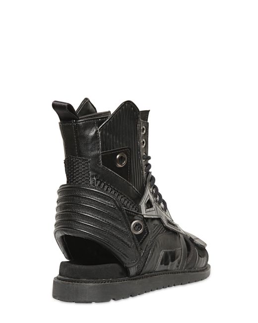 KTZ Leather Combat Sandal Boots in Black for Men | Lyst