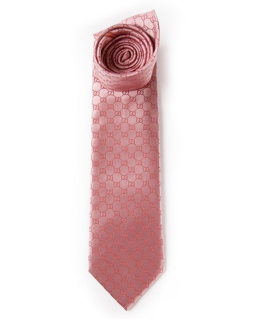 Gucci Pink Monogram Print Tie for men