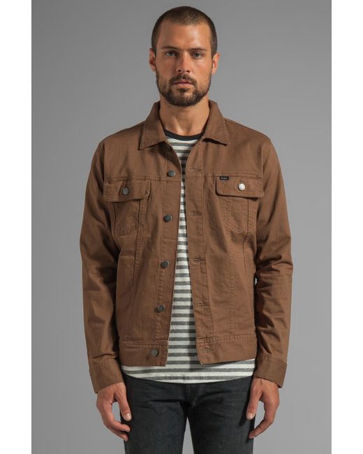 RVCA Jeano Denim Jacket in Tan in Brown 