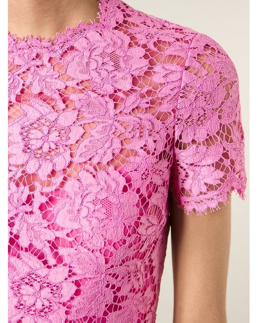 Valentino Lace Dress in Pink | Lyst