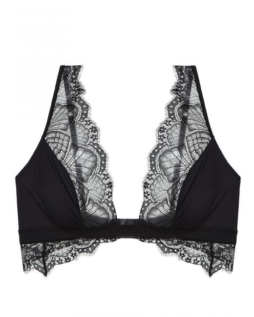 black mesh and eyelash lace triangle bra umbrella