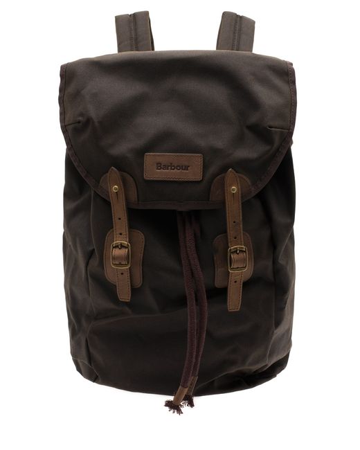 Barbour Green Olive Waxed Leather Backpack for men