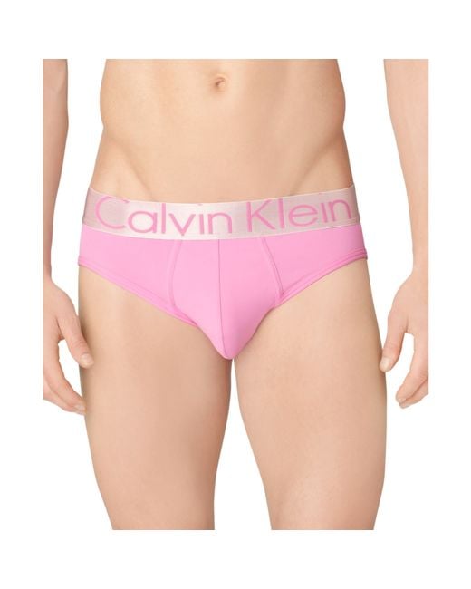 Calvin Klein Pink Mens Steel Microfiber Hip Brief for men