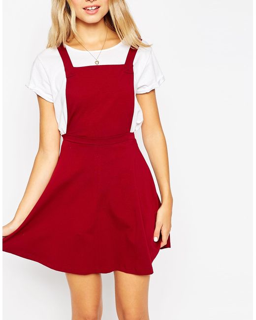 ASOS Pinafore Dress in Red Lyst