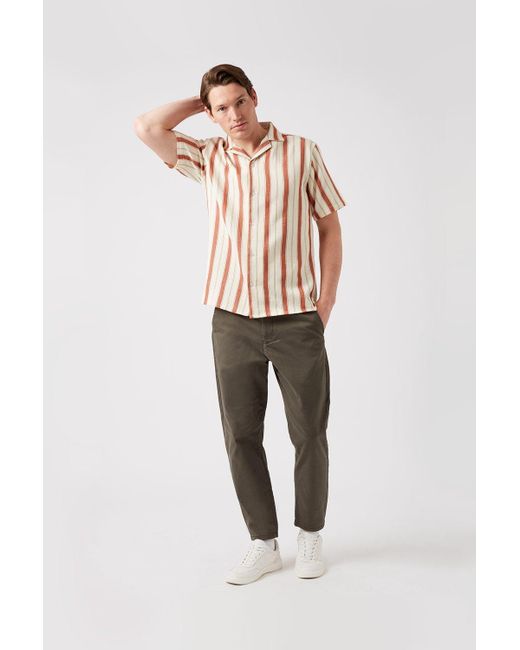 Burton Natural Revere Collar Orange Stripe Shirt for men