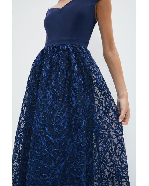 Coast Blue Petite Off Shoulder Embroidered Maxi Dress