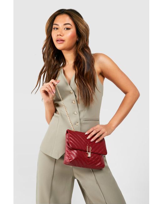 Boohoo Red Quilted Cross Body Bag