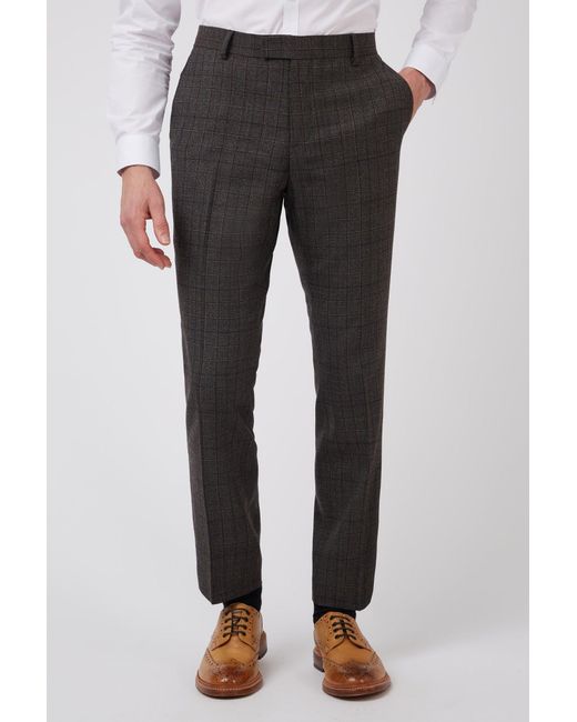 Racing Green Black Heritage Checked Trousers for men