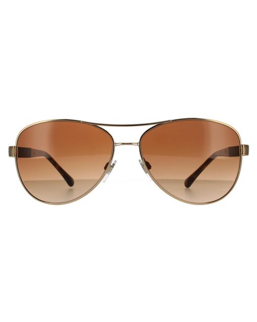 Burberry Aviator Gold Brown Brown Gradient Sunglasses