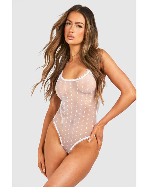 Boohoo White Ditsy Flower One Piece