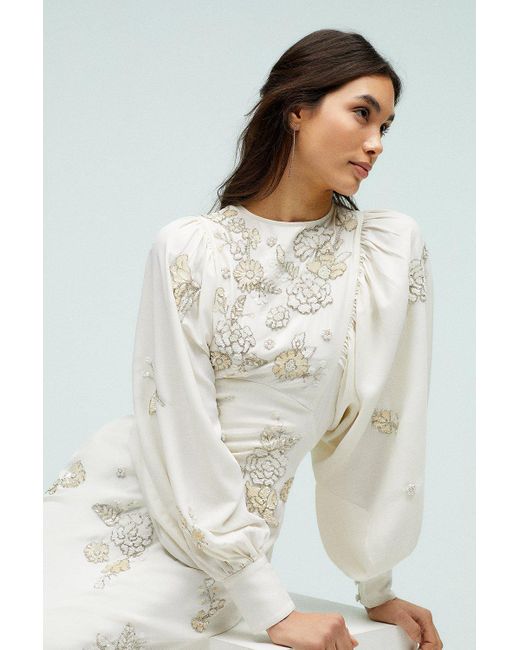 Coast White Premium Beadwork Drop Sleeve Fishtail Dress