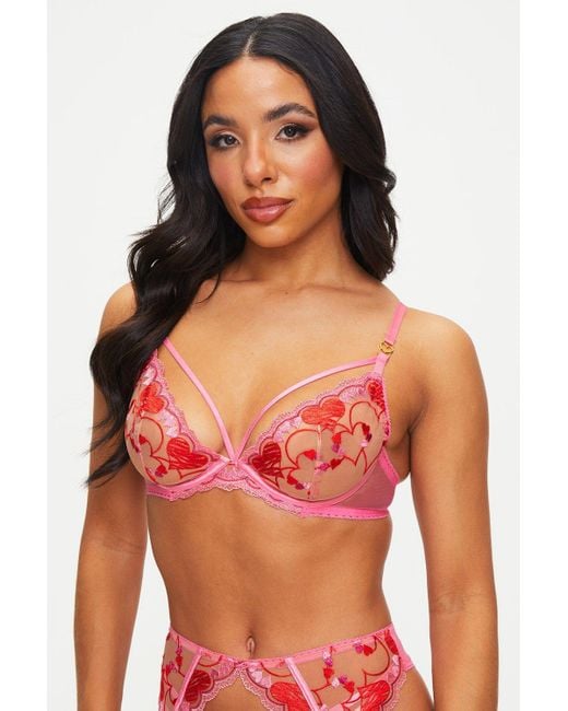 Ann Summers Red Heart Bouquet Non Padded Plunge Bra