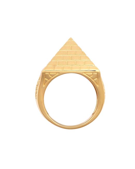 Jewelco London Metallic Solid 9ct Gold Egyptian Pyramid 1oz 25mm Signet Ring - Jrn584 for men