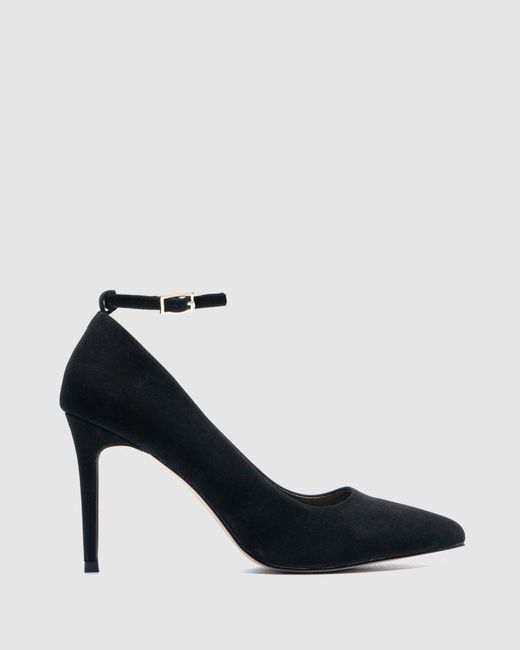 Novo Black 'isiro' Ankle Strap Heeled Court Shoes
