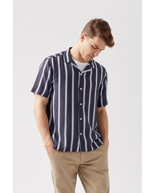 Burton Blue Revere Collar Striped Shirt for men