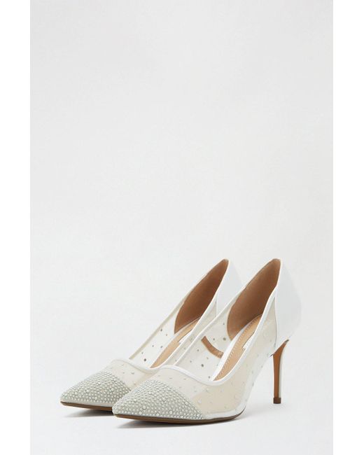 Dorothy Perkins Showcase Wide Fit White Spring Pearl Court Shoe