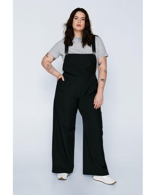 Nasty Gal Plus Size Premium Tailored Overall Jumpsuit in Black