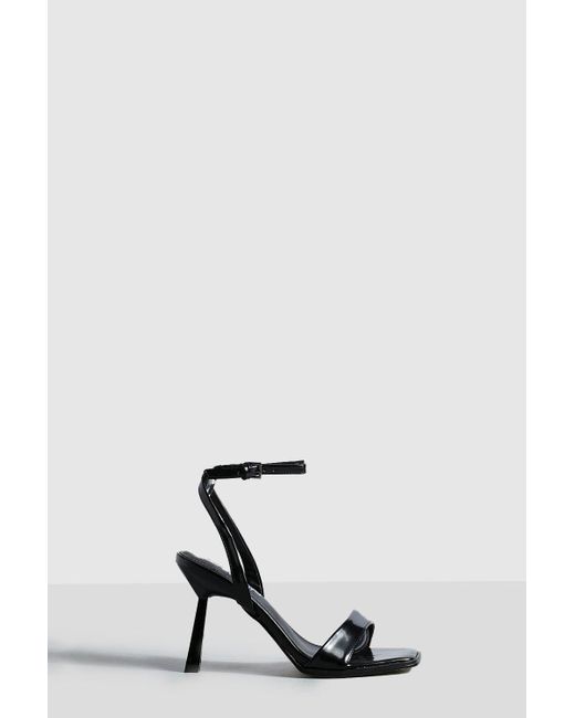 Boohoo Black Wide Width Square Toe Barely There Heels