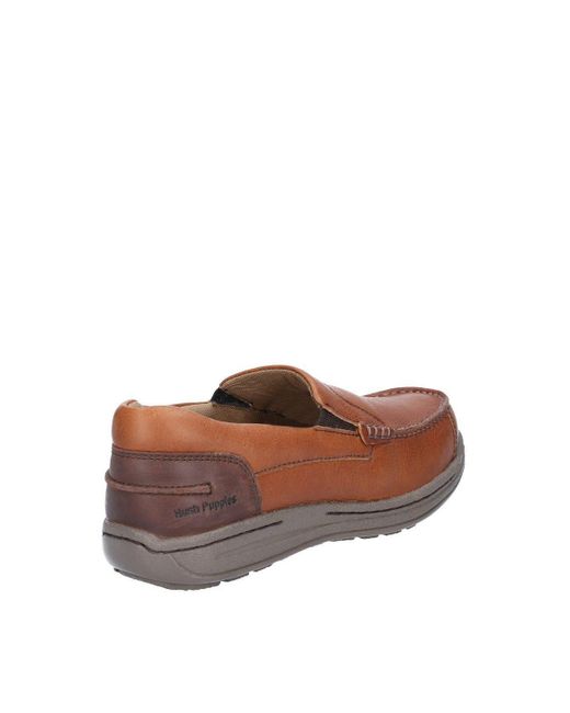 Hush Puppies Brown 'murphy Victory' Leather Slip On Shoes for men