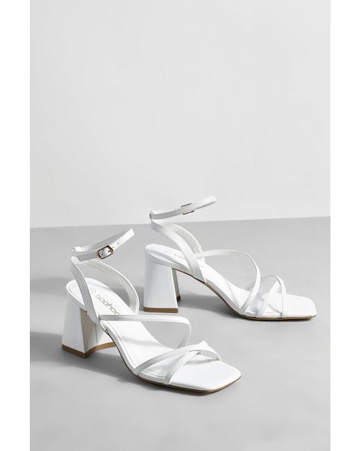 White mid on sale heel strappy sandals