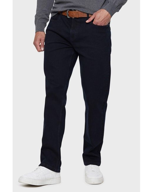Threadbare Blue Dark Wash 'rainford' Belted Straight Fit Jeans for men