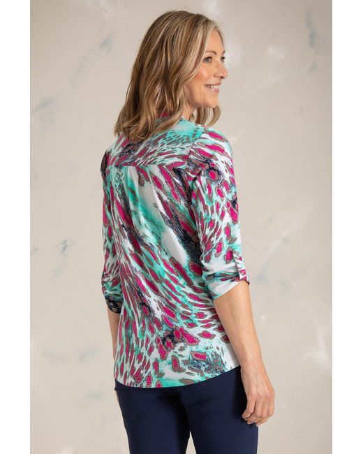 Anna Rose Multicolor Animal Print Blouse With Necklace
