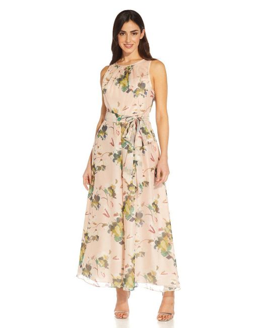 Adrianna Papell Natural Floral Organza Jumpsuit