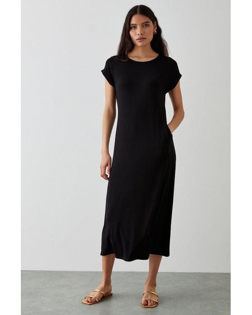 Dorothy Perkins Black Column Midi Dress With Pockets