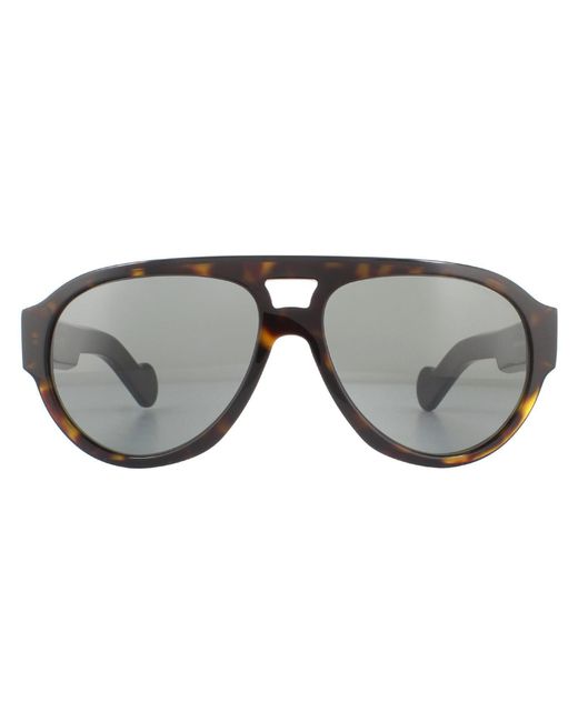 Moncler Gray Aviator Dark Havana Smoke Sunglasses for men