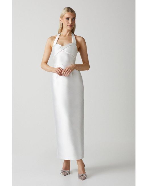 Coast White Halterneck Twill Column Wedding Dress