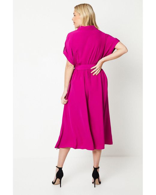 Wallis Pink Petite Belted Wrap Midi Dress