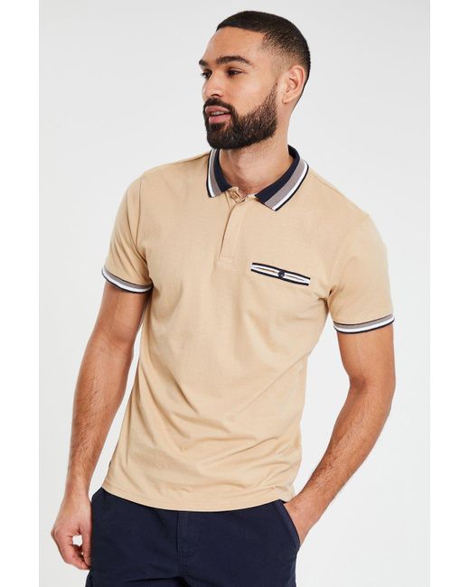 Threadbare Natural 'selma' Cotton Jersey Polo Shirt for men