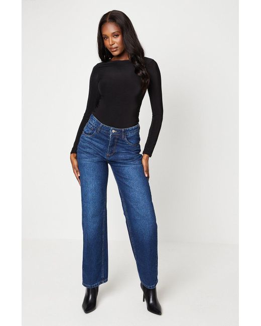 Dorothy Perkins Petite Double Layer Crew Neck Top in Blue Lyst UK