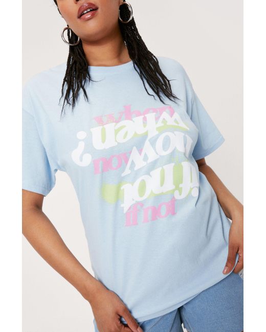 Nasty Gal Blue Plus Size If Not Now Graphic T-shirt