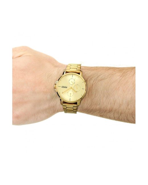 HUGO Metallic Focus Gold Ion-plated Steel Fashion Analogue Quartz Watch - 1530026 for men