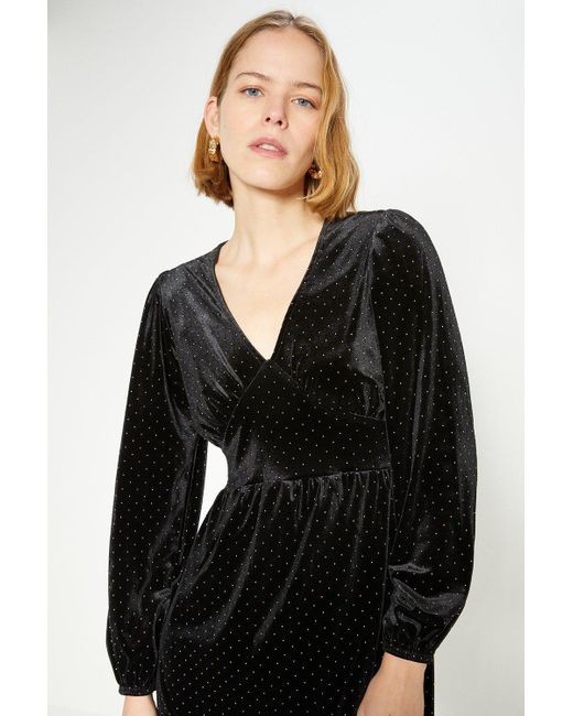 Oasis black velvet dress sale