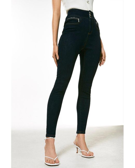Karen Millen Black Zip Detail Skinny Jeans