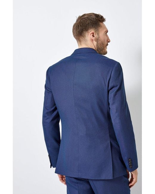 Burton Blue Texture Tailored Fit Suit Jacket for men