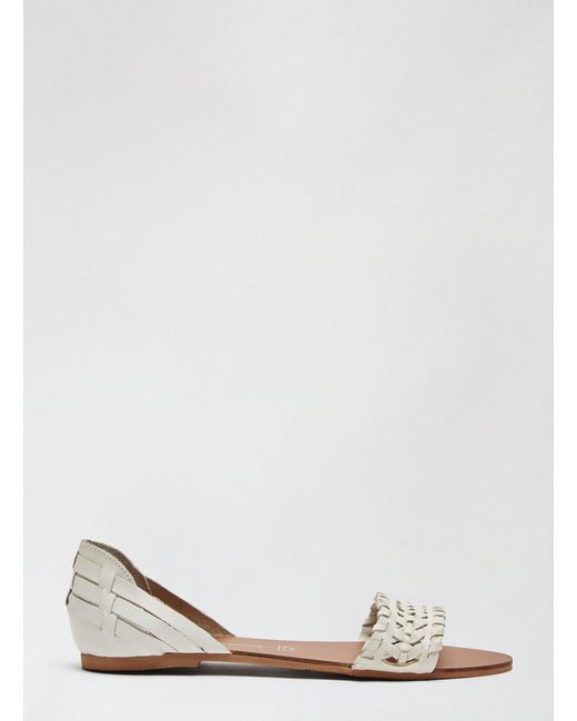 Dorothy Perkins Natural Wide Fit White Leather Jingly Sandals