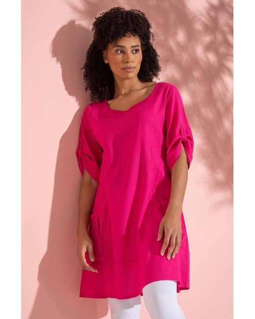 Klass Pink Oversized Linen Blend Tunic