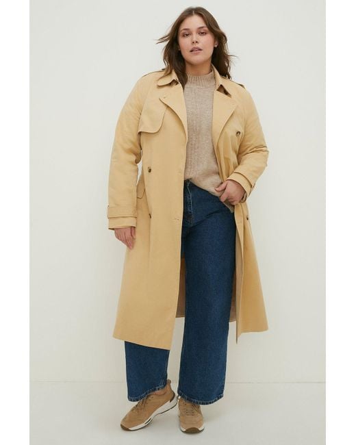 Oasis Natural Curve Belted Button Detail Trench Coat