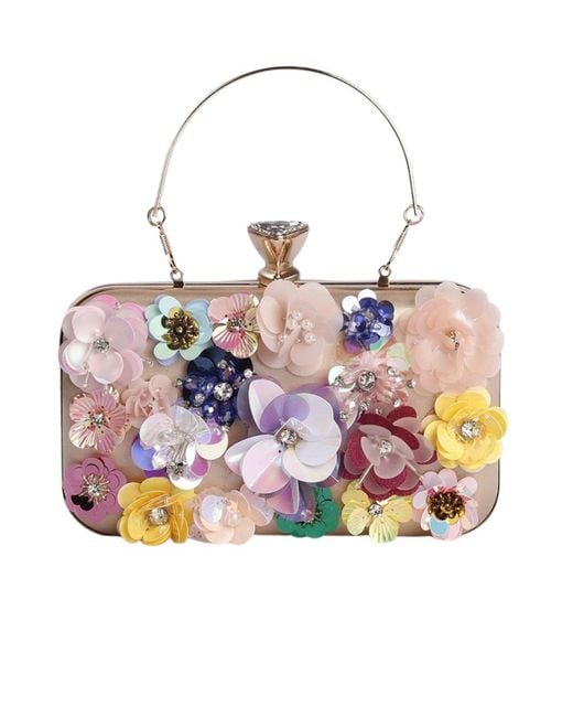Where's That From Metallic 'tilda' Flowers Flake Embellished Clutch