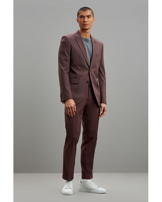 Burton Slim Fit Brown Suit Trousers for men