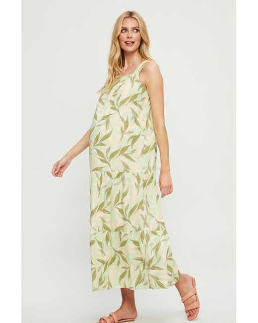 Dorothy Perkins Metallic Maternity Pastel Tropical Tiered Maxi Dress