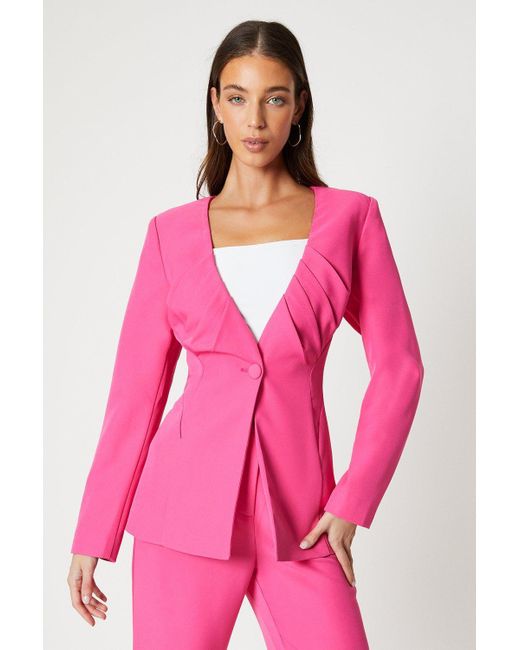 Coast Pink Pleated Bodice Tailored Blazer