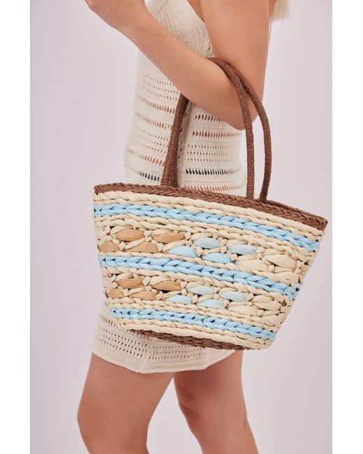 My Accessories London Multicolor Chunky Weave Straw Bag