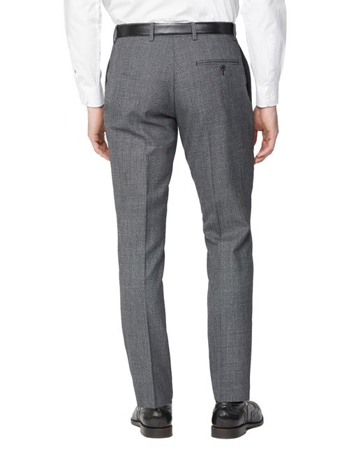 Racing Green Gray Texture Wool Blend Tailored Suit Trousers for men