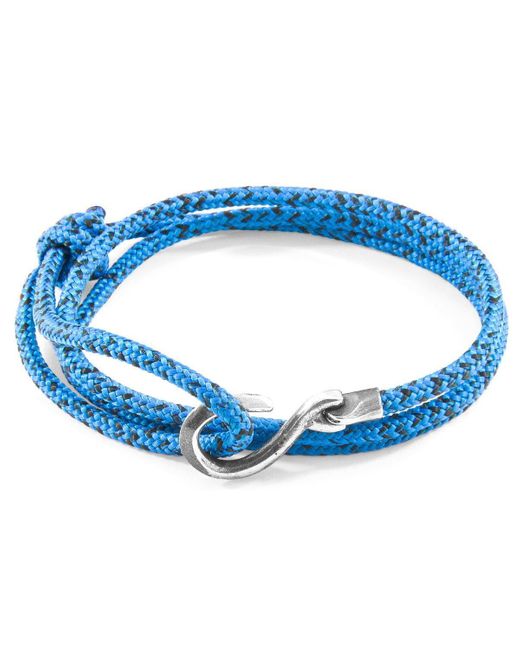 Anchor and Crew Blue Heysham Silver And Rope Bracelet for men